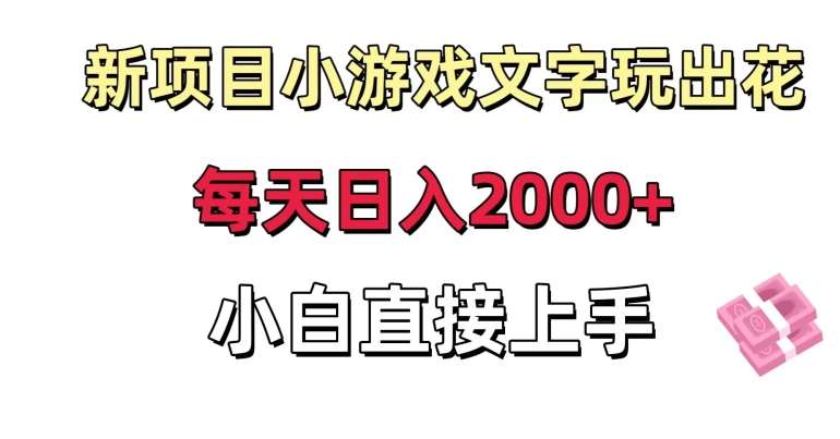 新项目小游戏文字玩出花日入2000+，每天只需一小时，小白直接上手【揭秘】-时光论坛