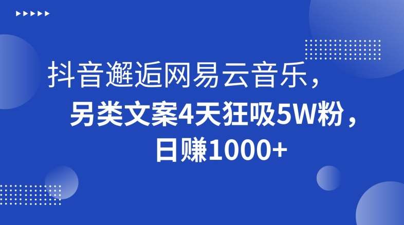 抖音邂逅网易云音乐，另类文案4天狂吸5W粉，日赚1000+【揭秘】-时光论坛