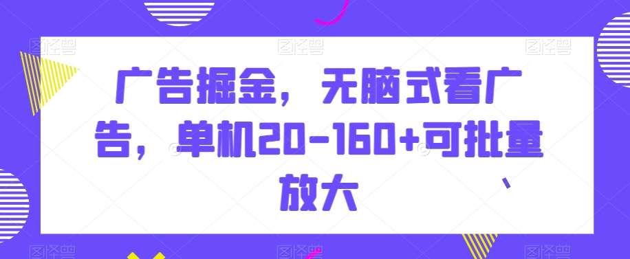 广告掘金，无脑式看广告，单机20-160+可批量放大【揭秘】-时光论坛