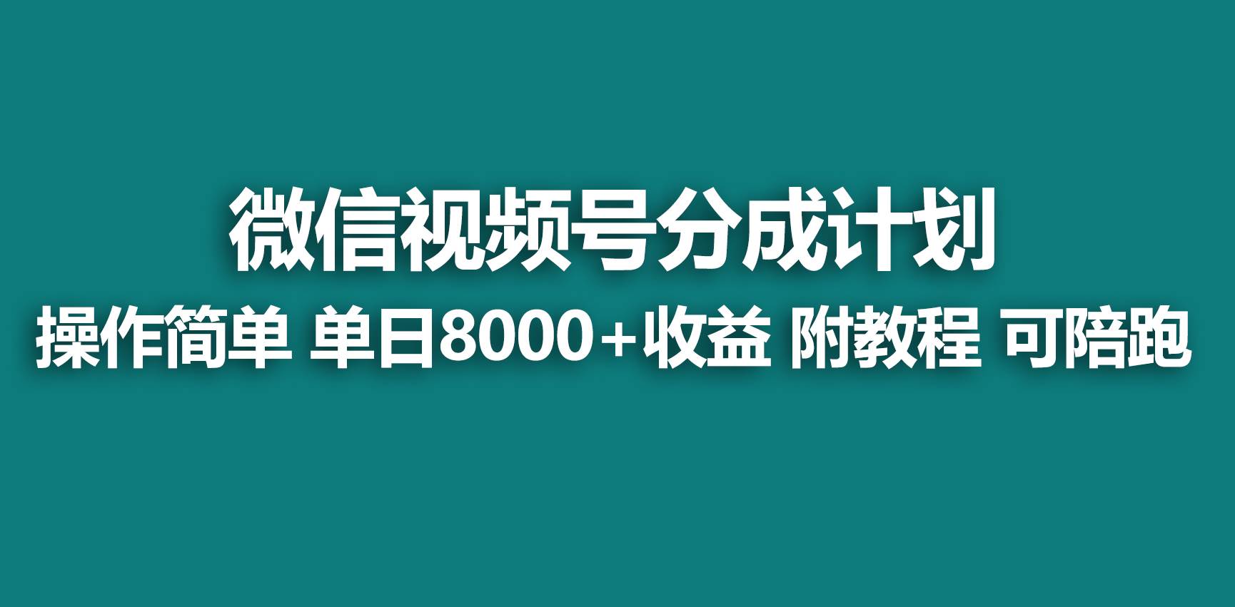 （9087期）【蓝海项目】视频号分成计划，快速开通收益，单天爆单8000+，送玩法教程-时光论坛