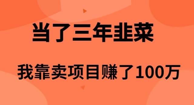 （10149期）当了3年韭菜，我靠卖项目赚了100万-时光论坛