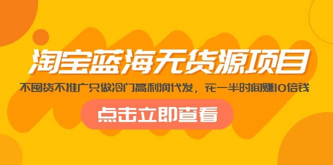 淘宝蓝海无货源项目，不囤货不推广只做冷门高利润代发-时光论坛