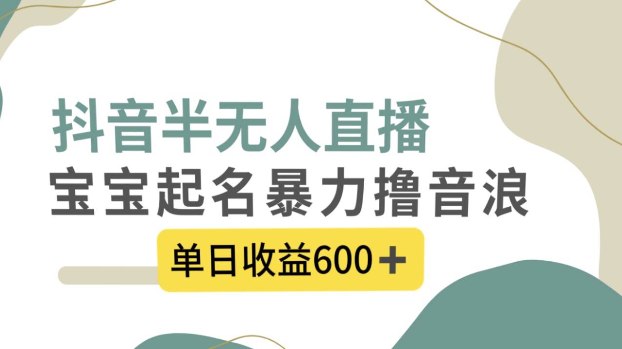 （8192期）抖音半无人直播，宝宝起名，暴力撸音浪，单日收益600+-时光论坛