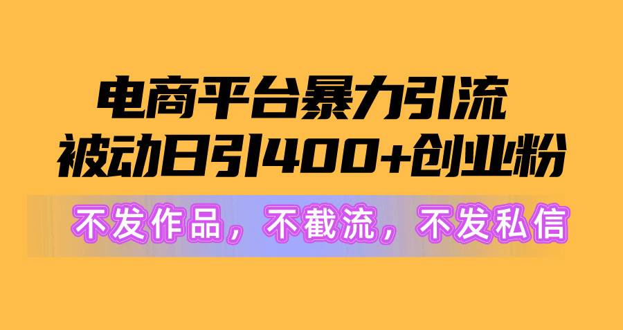 （10168期）电商平台暴力引流,被动日引400+创业粉不发作品，不截流，不发私信-时光论坛