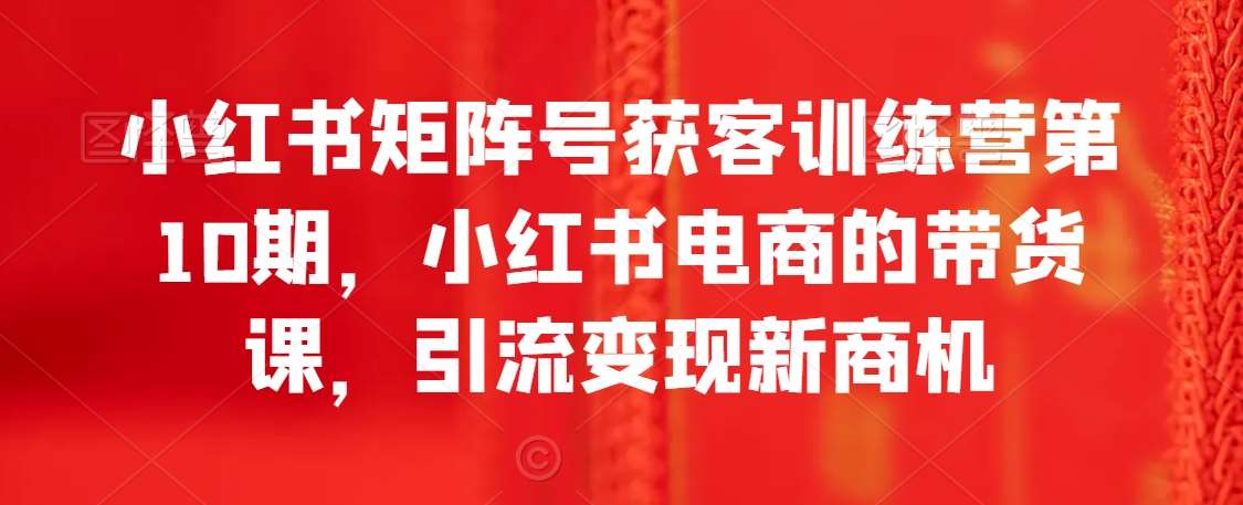 小红书矩阵号获客训练营第10期，小红书电商的带货课，引流变现新商机-时光论坛