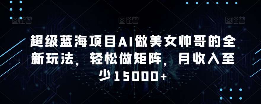 超级蓝海项目AI做美女帅哥的全新玩法，轻松做矩阵，月收入至少15000+【揭秘】-时光论坛