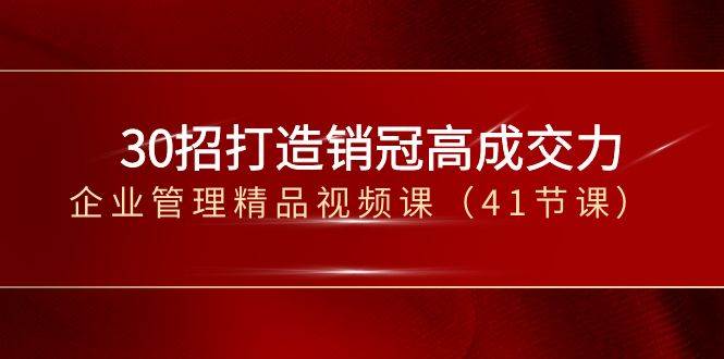 （8477期）30招-打造销冠高成交力-企业管理精品视频课（41节课）-时光论坛