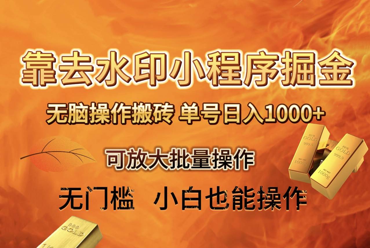 （8339期）去水印小程序+拼多多 无脑搬砖 ，单号日入1000+ 保姆级教程 可放大批量操作-时光论坛