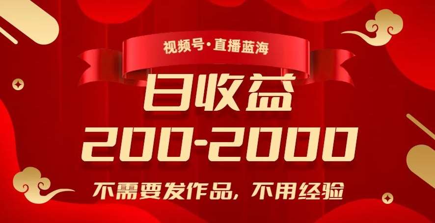 视频号直播蓝海，不需要发作品，不用经验，日入200-2000+【揭秘】-时光论坛