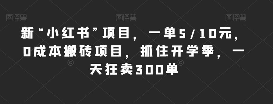 新“小红书”项目，一单5/10元，0成本搬砖项目，抓住开学季，一天狂卖300单【揭秘】-时光论坛