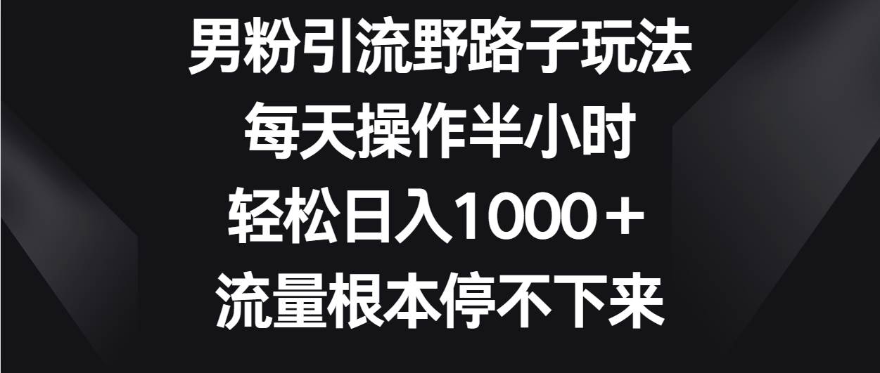 男粉引流野路子玩法，每天操作半小时轻松日入1000＋，流量根本停不下来-时光论坛