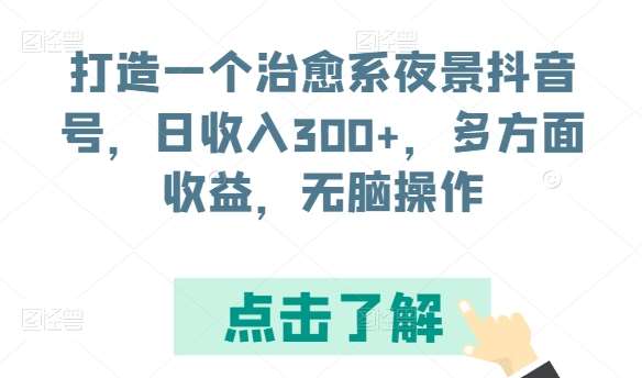 打造一个治愈系夜景抖音号，日收入300+，多方面收益，无脑操作【揭秘】-时光论坛