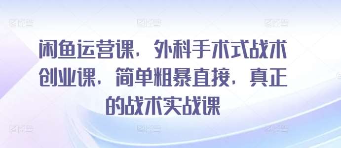 闲鱼运营课，外科手术式战术创业课，简单粗暴直接，真正的战术实战课-时光论坛