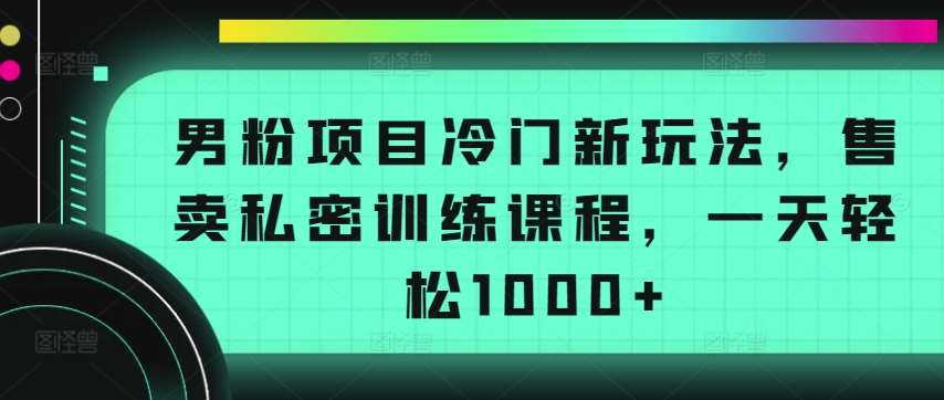 男粉项目冷门新玩法，售卖私密训练课程，一天轻松1000+【揭秘】-时光论坛