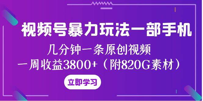 （8017期）视频号暴力玩法一部手机 几分钟一条原创视频 一周收益3800+（附820G素材）-时光论坛