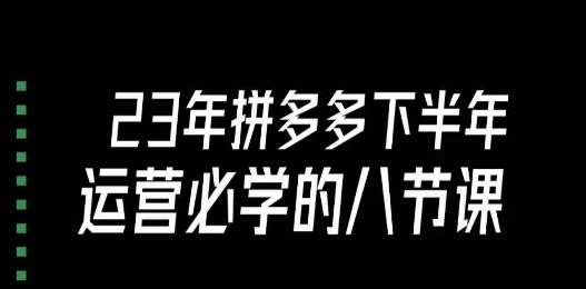 大牙·23年下半年拼多多运营必学的八节课（18节完整）-时光论坛