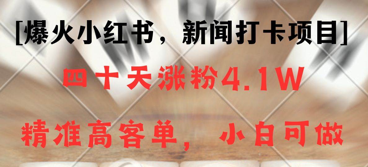 新闻打卡项目，小红书40天涨粉4.1w，高客单精准粉，变现能力超强-时光论坛