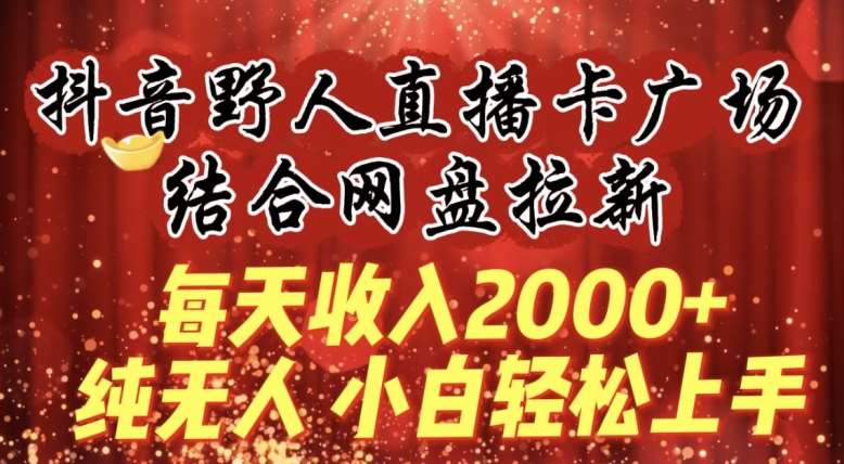 每天收入2000+，抖音野人直播卡广场，结合网盘拉新，纯无人，小白轻松上手【揭秘】-时光论坛