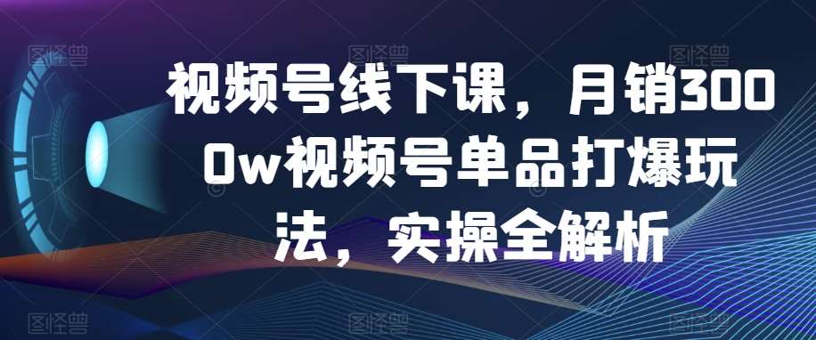 视频号线下课，月销3000w视频号单品打爆玩法，实操全解析-时光论坛