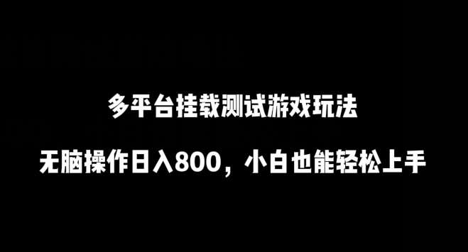 多平台挂载测试游戏玩法，无脑操作日入800，小白也能轻松上手【揭秘】-时光论坛