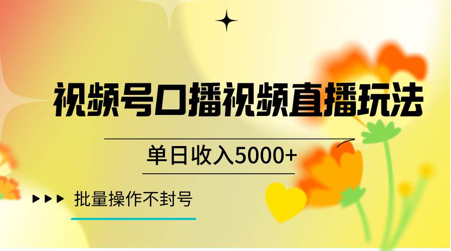 视频号口播视频直播玩法单日收入5000+，一种可以单号持续操作的玩法-时光论坛