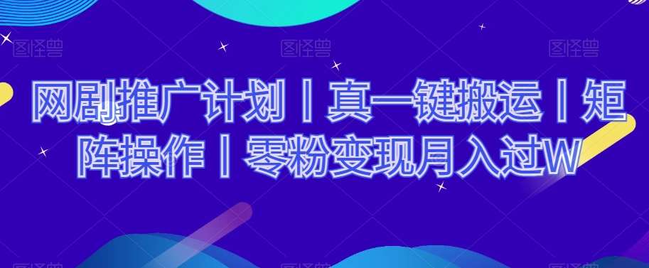 网剧推广计划丨真一键搬运丨矩阵操作丨零粉变现月入过W-时光论坛