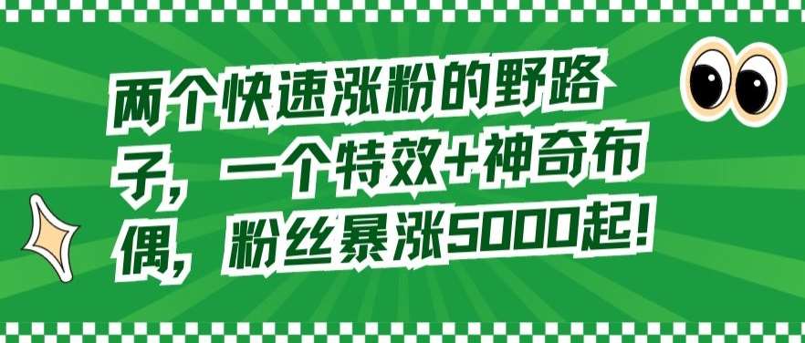 两个快速涨粉的野路子，一个特效+神奇布偶，粉丝暴涨5000起【揭秘】-时光论坛