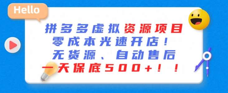 最新拼多多虚拟资源项目，零成本光速开店，无货源、自动回复，一天保底500+【揭秘】-时光论坛