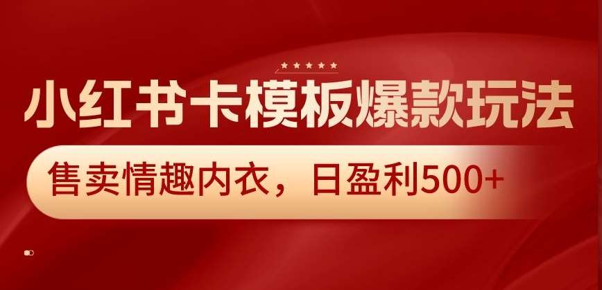 小红书卡模板爆款玩法，售卖情趣内衣，日盈利500+【揭秘】-时光论坛