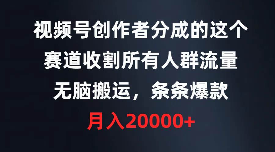 （9406期）视频号创作者分成的这个赛道，收割所有人群流量，无脑搬运，条条爆款，…-时光论坛