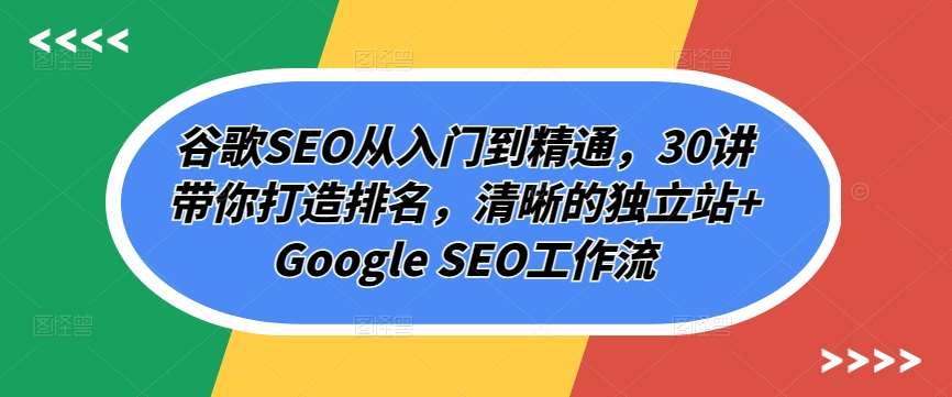谷歌SEO从入门到精通，30讲带你打造排名，清晰的独立站+Google SEO工作流-时光论坛