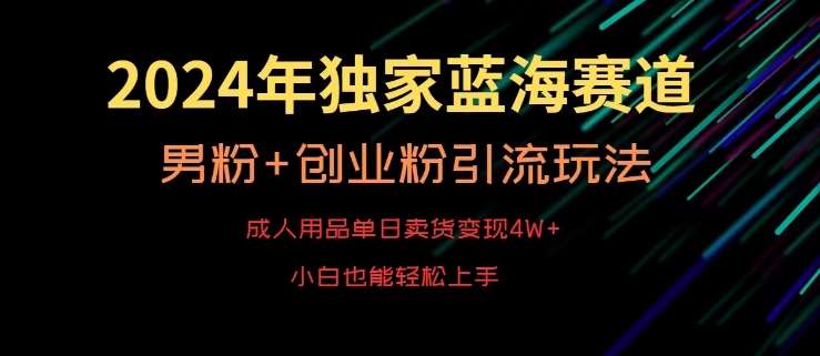 2024年独家蓝海赛道，成人用品单日卖货变现4W+，男粉+创业粉引流玩法，不愁搞不到流量【揭秘】-时光论坛