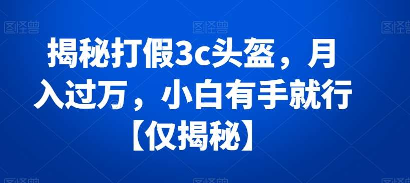 揭秘打假3c头盔，月入过万，小白有手就行【仅揭秘】-时光论坛