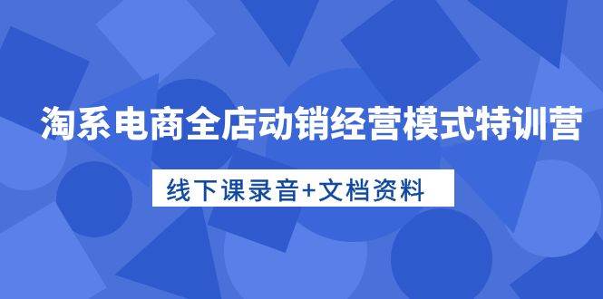 （10192期）淘系电商全店动销经营模式特训营，线下课录音+文档资料-时光论坛