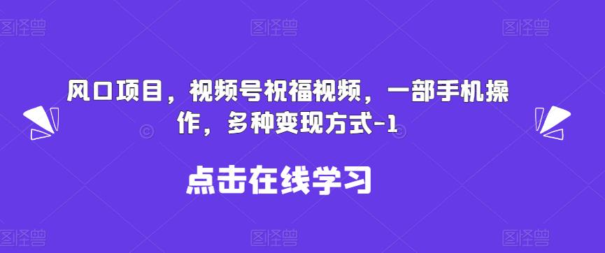 新风口项目，视频号祝福视频，一部手机操作，多种变现方式【揭秘】-时光论坛