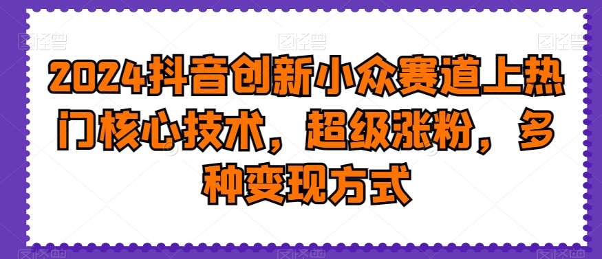 2024抖音创新小众赛道上热门核心技术，超级涨粉，多种变现方式【揭秘】-时光论坛