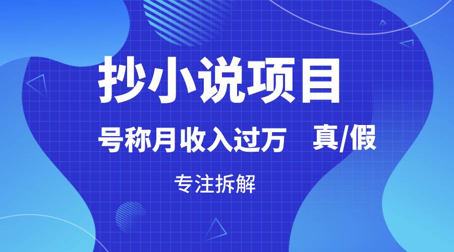 抄小说项目，号称月入过万，到底是否真实，能不能做，详细拆解-时光论坛