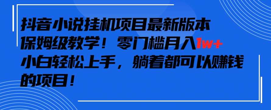 抖音最新小说挂机项目，保姆级教学，零成本月入1w+，小白轻松上手【揭秘】-时光论坛