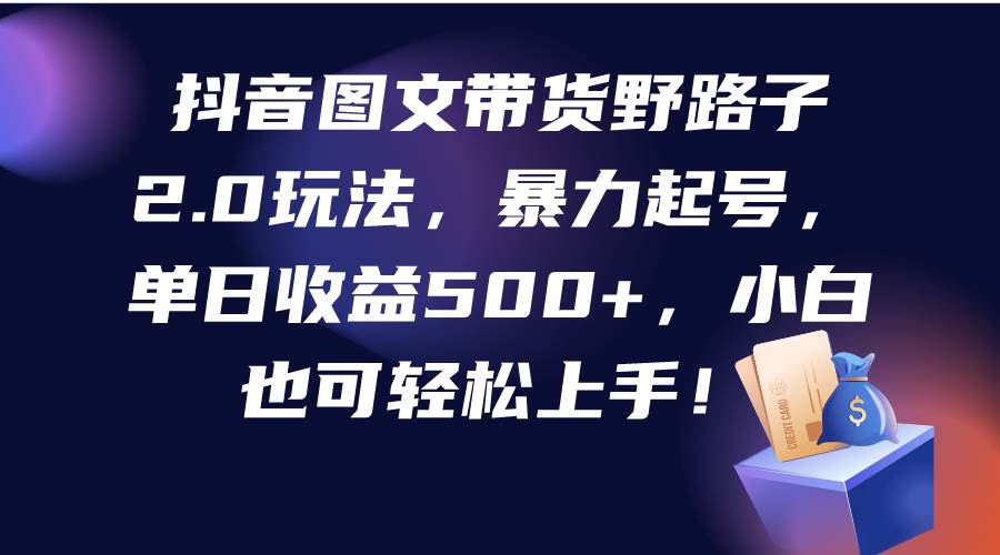 （9790期）抖音图文带货野路子2.0玩法，暴力起号，单日收益500+，小白也可轻松上手！-时光论坛