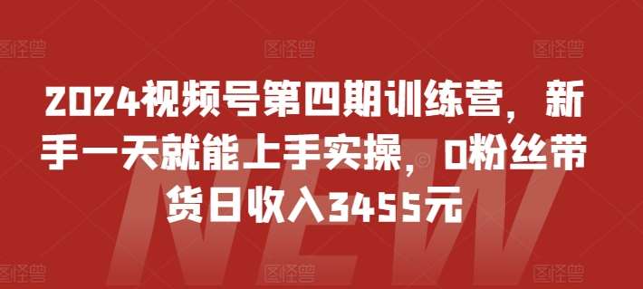 2024视频号第四期训练营，新手一天就能上手实操，0粉丝带货日收入3455元-时光论坛