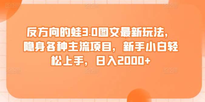 反方向的蛙3.0图文最新玩法，隐身各种主流项目，新手小白轻松上手，日入2000+【揭秘】-时光论坛