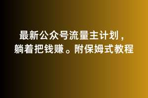 2月最新公众号流量主计划，躺着把钱赚，附保姆式教程【揭秘】-时光论坛