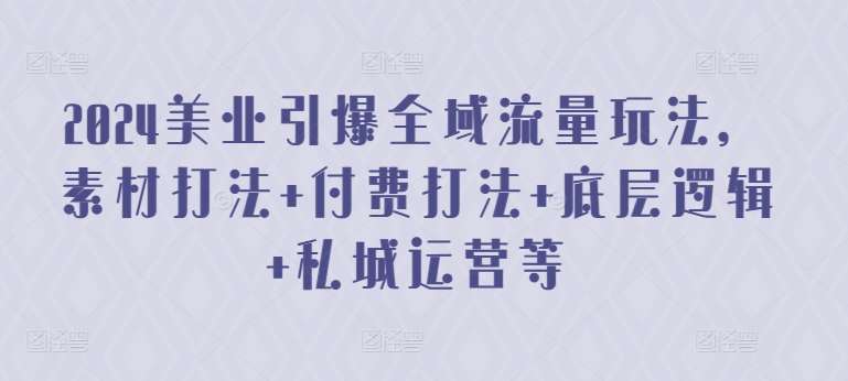 2024美业引爆全域流量玩法，素材打法 付费打法 底层逻辑 私城运营等-时光论坛