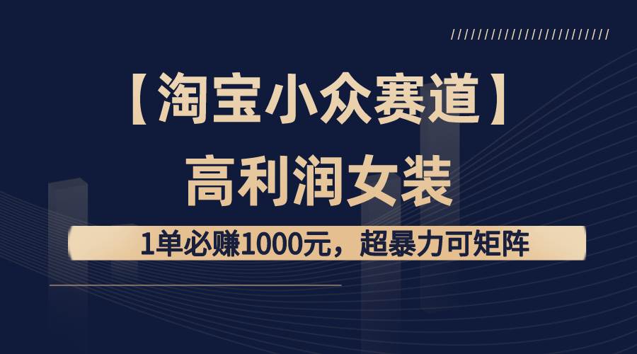 （8608期）【淘宝小众赛道】高利润女装：1单必赚1000元，超暴力可矩阵-时光论坛