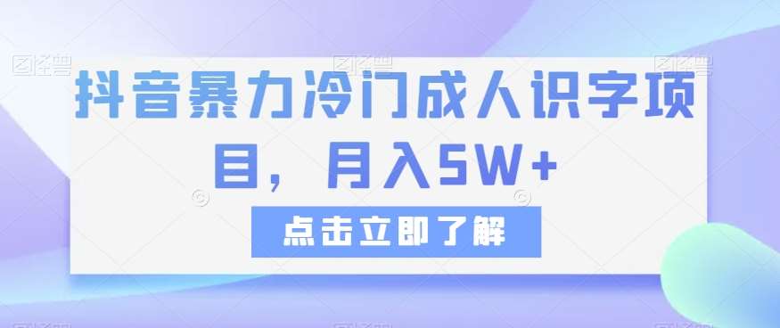 抖音暴力冷门成人识字项目，月入5W+【揭秘】-时光论坛