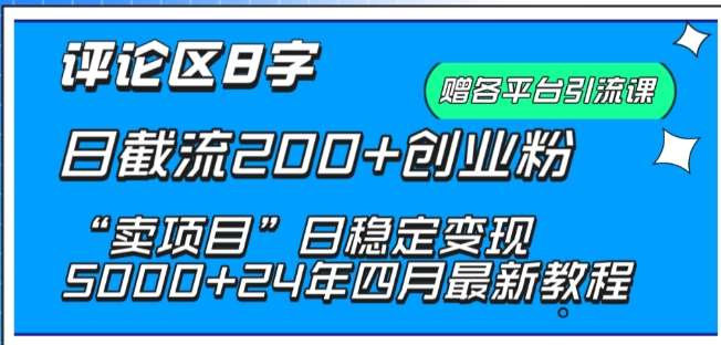 抖音评论区8字日截流200+创业粉 “卖项目”日稳定变现5000+【揭秘】-时光论坛