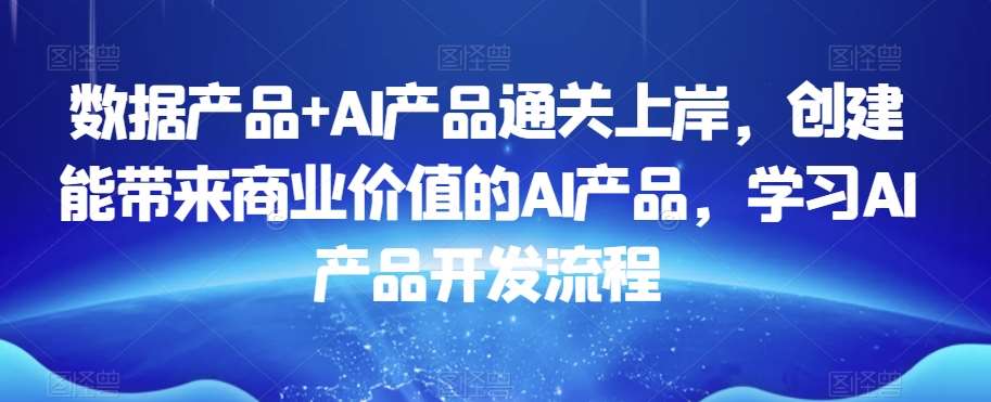 数据产品+AI产品通关上岸，创建能带来商业价值的AI产品，学习AI产品开发流程-时光论坛