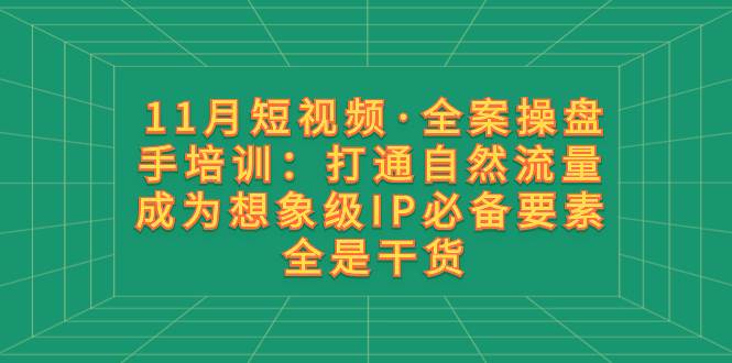 （8182期）11月短视频·全案操盘手培训：打通自然流量 成为想象级IP必备要素 全是干货-时光论坛