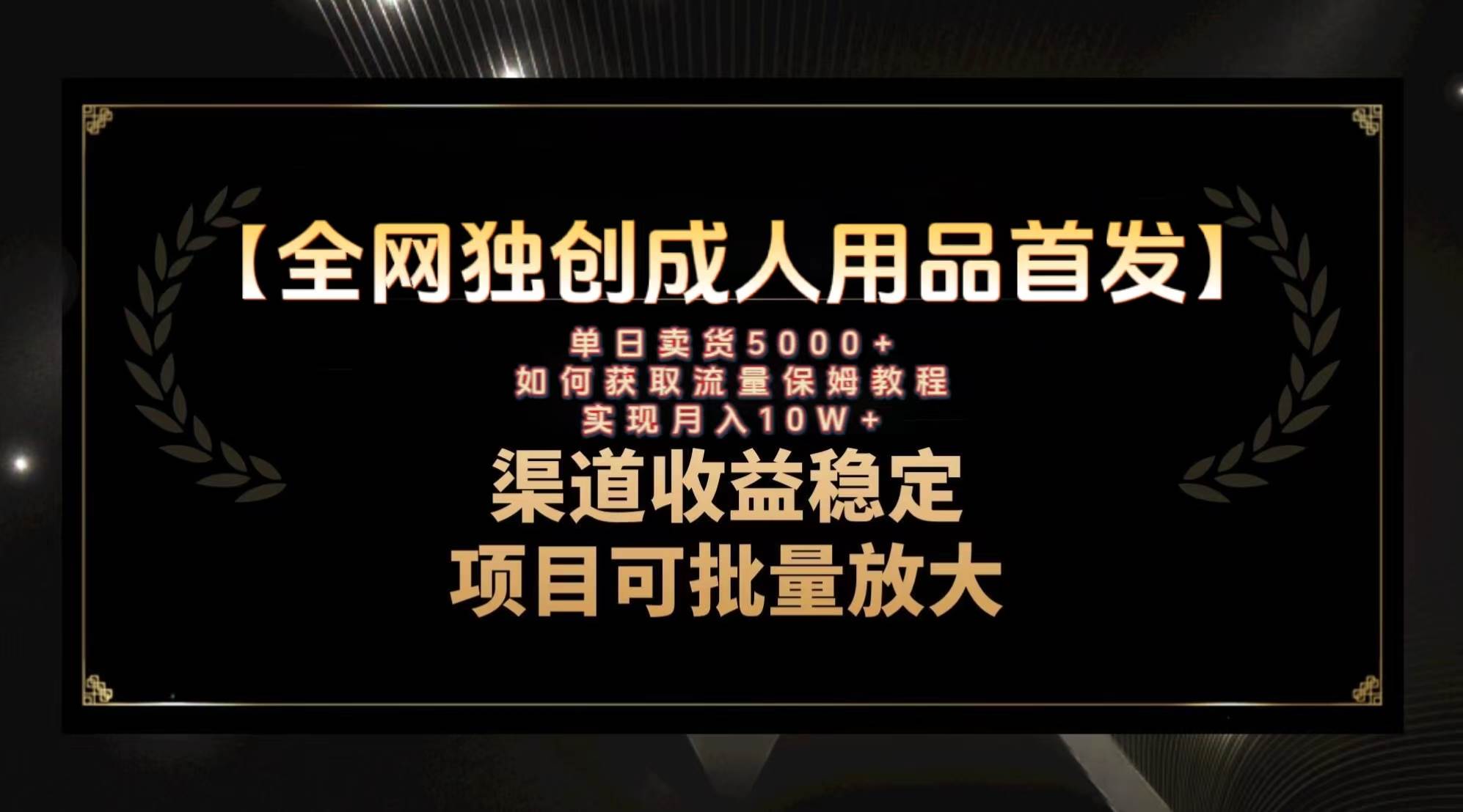 （8128期）最新全网独创首发，成人用品赛道引流获客，月入10w保姆级教程-时光论坛