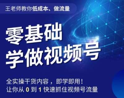 王老师教你低成本、做流量，零基础学做视频号，0-1快速抓住视频号流量-时光论坛